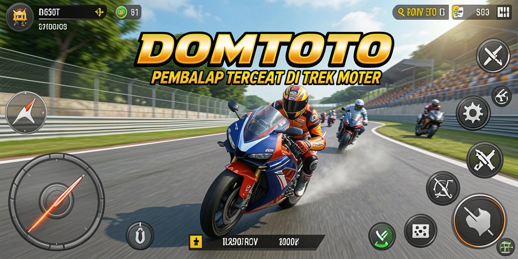 Tampilan gameplay seru dari balapan motor di DOMTOTO.