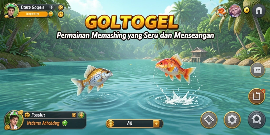 Screenshot GOLTOGEL menampilkan momen seru memancing di lautan.