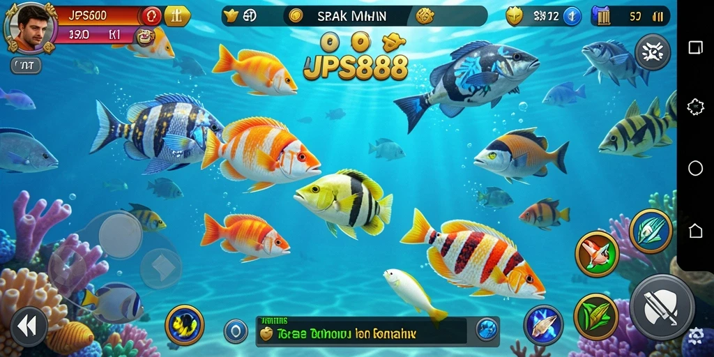 Tampilan gameplay JPS888 yang seru dengan aksi tembak ikan.