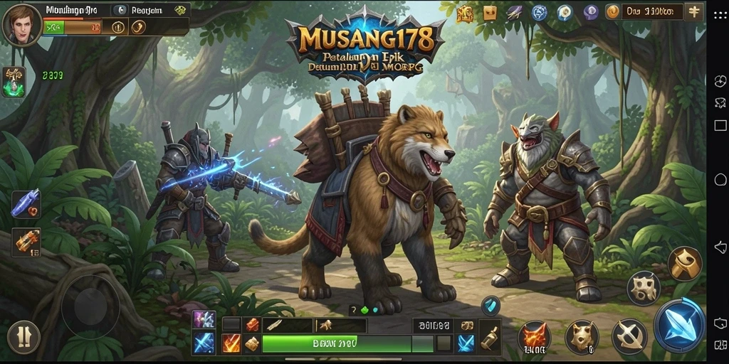 Screenshot gameplay MUSANG178 menampilkan pertempuran seru dalam dunia MMORPG.