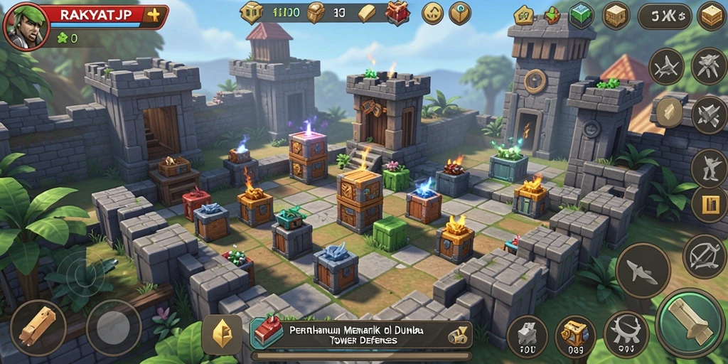 Gameplay menarik di RAKYATJP dengan menara pertahanan strategis.