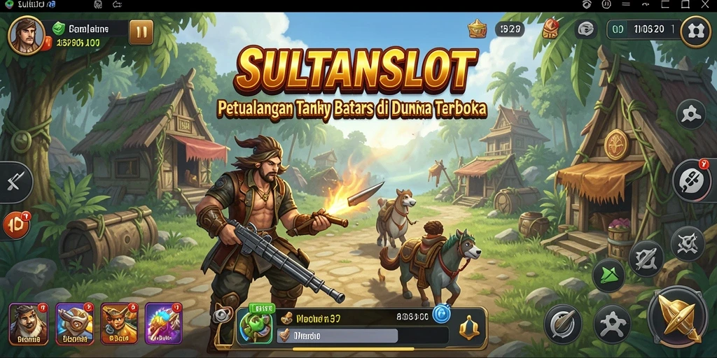 Screenshot gameplay SULTANSLOT yang menunjukkan dunia terbuka yang luas.