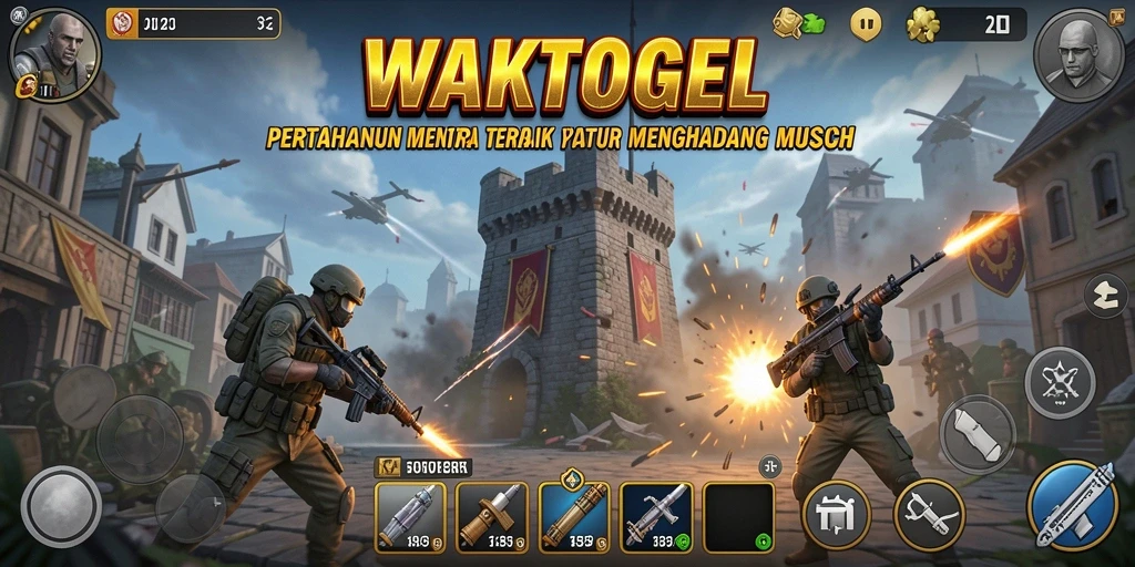 Tampilan menara dan musuh dalam gameplay WAKTOGEL yang menegangkan.